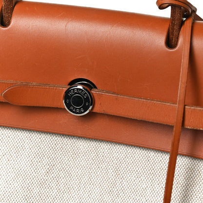 Hermes Toile Vache Calfskin Herbag 30 PM Backpack Natural 11 of 17