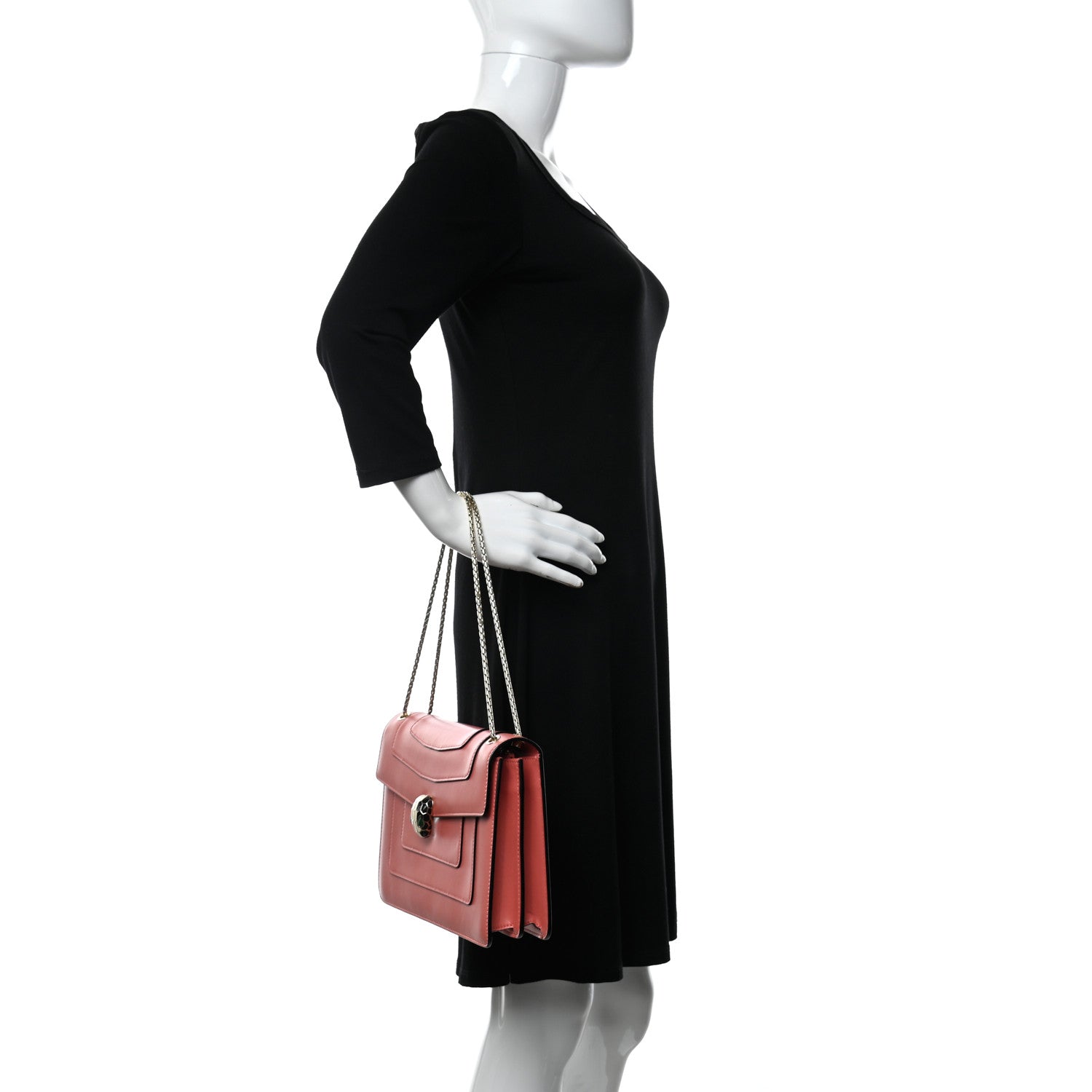 Bulgari Calfskin Serpenti Forever Shoulder Bag Coral 2 of 11
