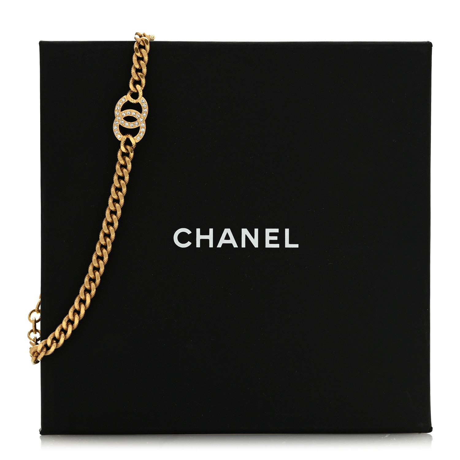 Chanel Crystal Chain Link CC Choker Necklace Gold 6 of 6