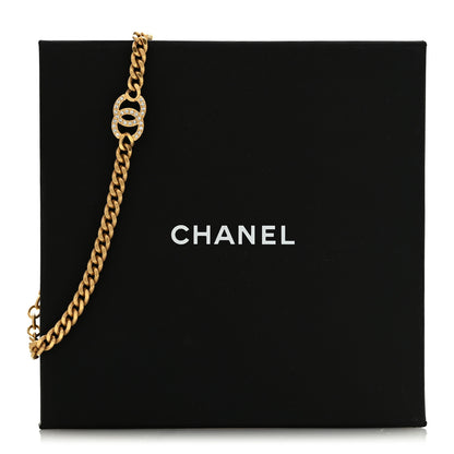 Chanel Crystal Chain Link CC Choker Necklace Gold 6 of 6