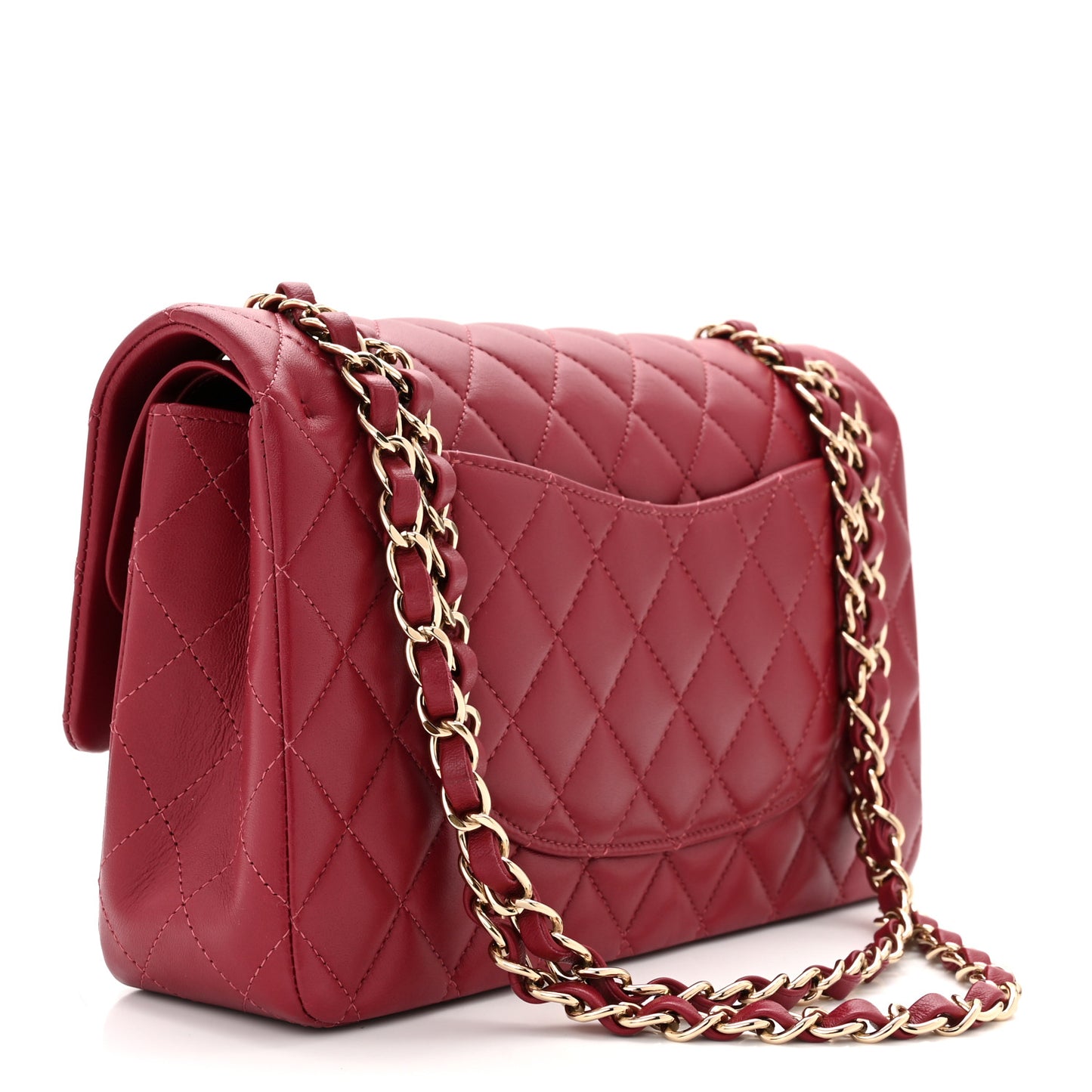 Lambskin Quilted Medium Double Flap Burgundy