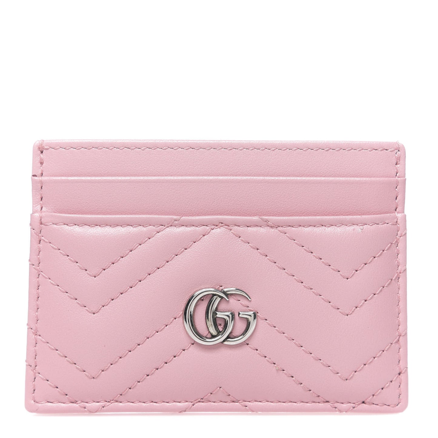 Calfskin Matelasse GG Marmont Card Holder Wild Rose