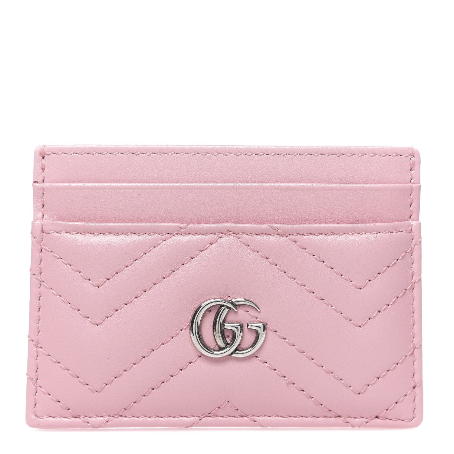 Gucci Calfskin Matelasse GG Marmont Card Holder Wild Rose 1 of 6