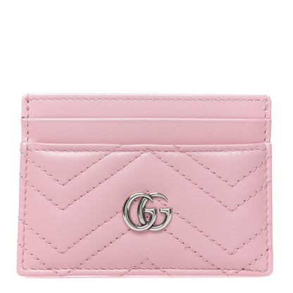 Gucci Calfskin Matelasse GG Marmont Card Holder Wild Rose 1 of 6