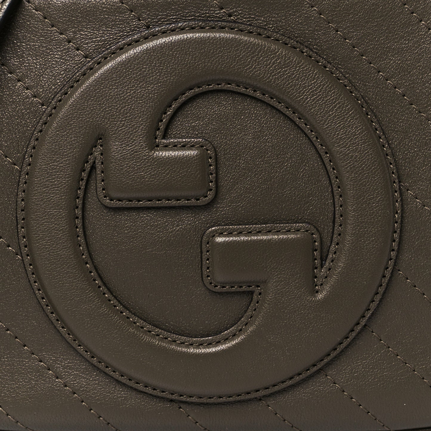 Sakai Be Green Calfskin Diagonal Stitched Small Blondie Shoulder Bag Craclet Brown