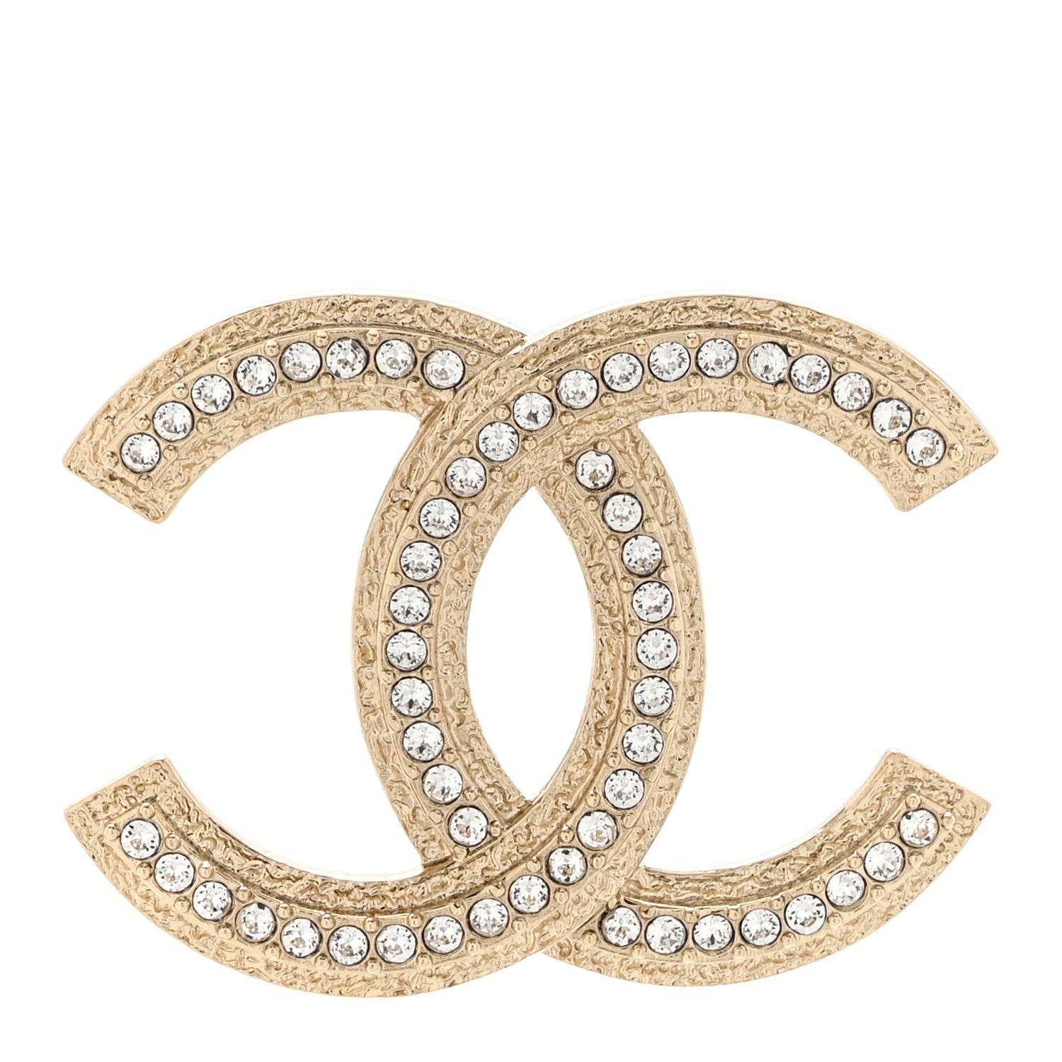 Chanel Crystal CC Brooch Light Gold 1 of 5
