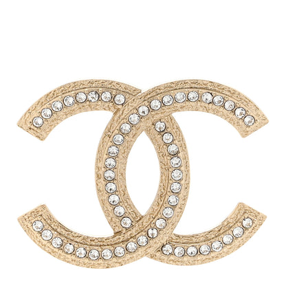 Chanel Crystal CC Brooch Light Gold 1 of 5