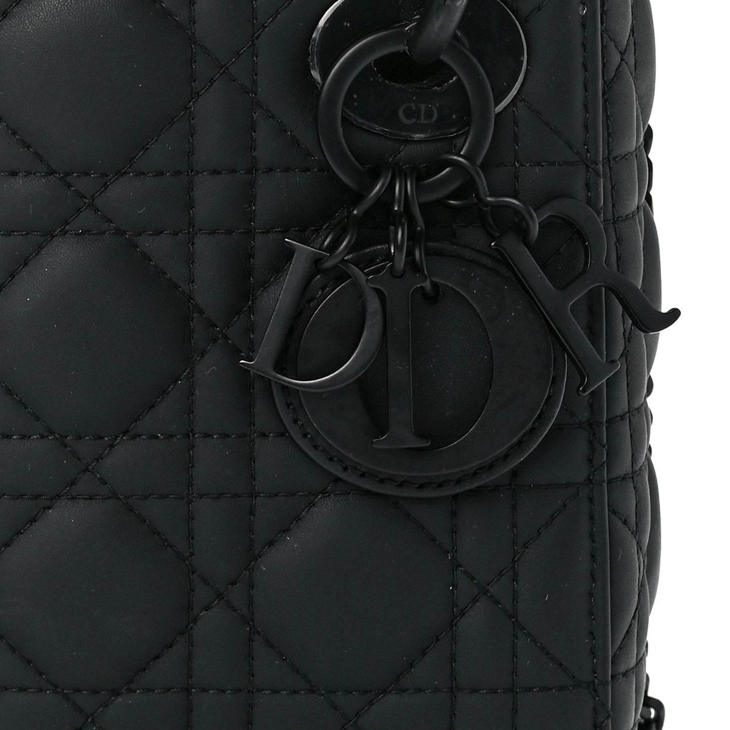 Ultra Matte Calfskin Cannage Mini Lady Dior Black