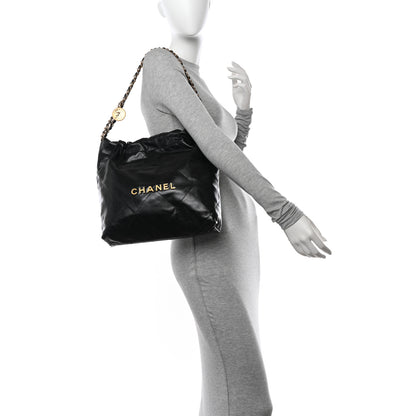 Chanel Shiny Calfskin Quilted Small Chanel 22 Black 2 of 13