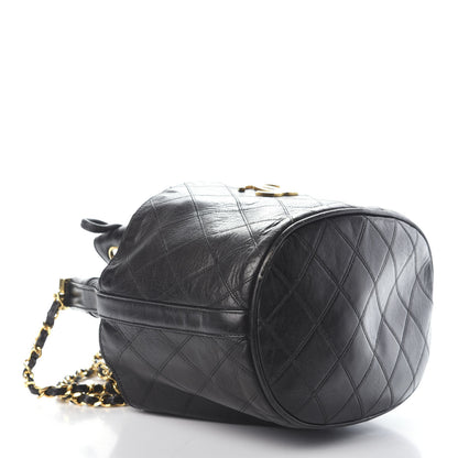 Chanel Lambskin Diamond Stitched CC Drawstring Shoulder Bag Black 4 of 10
