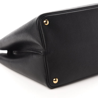 Prada Saffiano Cuir Large Double Bag Black Fuoco 6 of 9