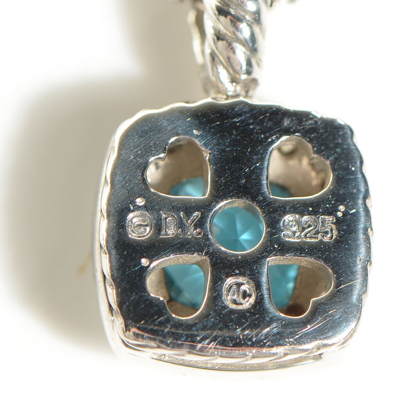 Sterling Silver Diamond Blue Topaz 7mm Petite Albion Pendant Necklace