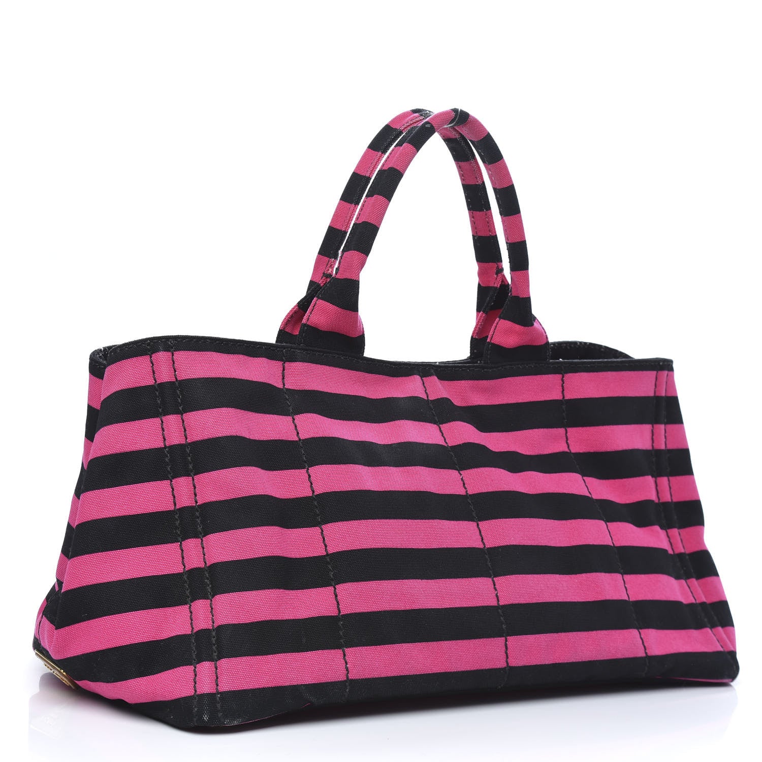 Prada Canapa Striped Tote Fuxia 3 of 15