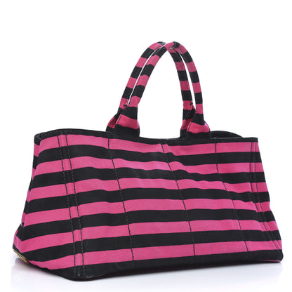 Prada Canapa Striped Tote Fuxia 3 of 15