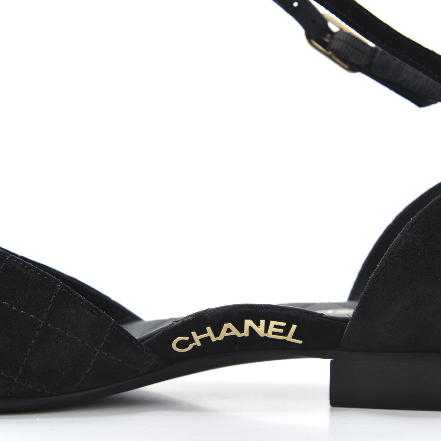 Chanel Suede Grosgrain Cap Toe CC Slingback Sandals 37 Black 9 of 11