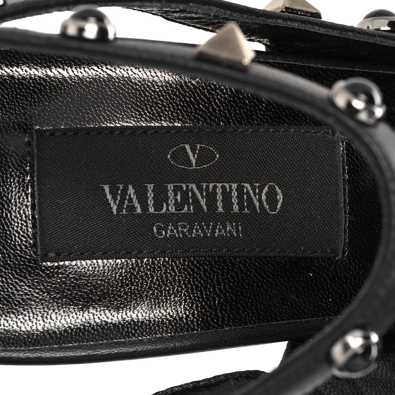Valentino Garavani Pebbled Calfskin Onyx Rockstud Rolling Ankle Strap 100mm Pumps 37 Black 9 of 10