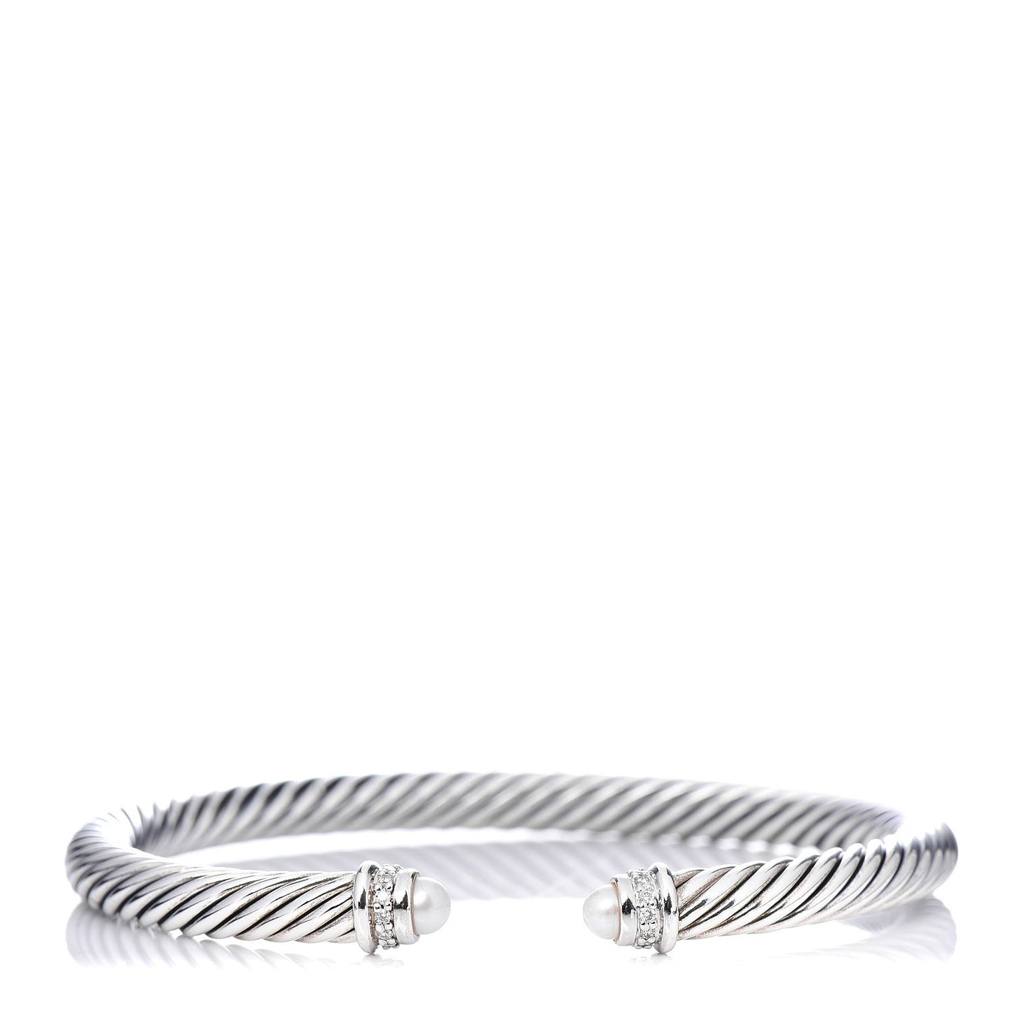 Sterling Silver Diamond Pearl 5mm Cable Classics Bracelet