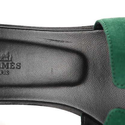 Hermes Suede Goatskin Oran Sandals 39 Vert Electrique 9 of 11