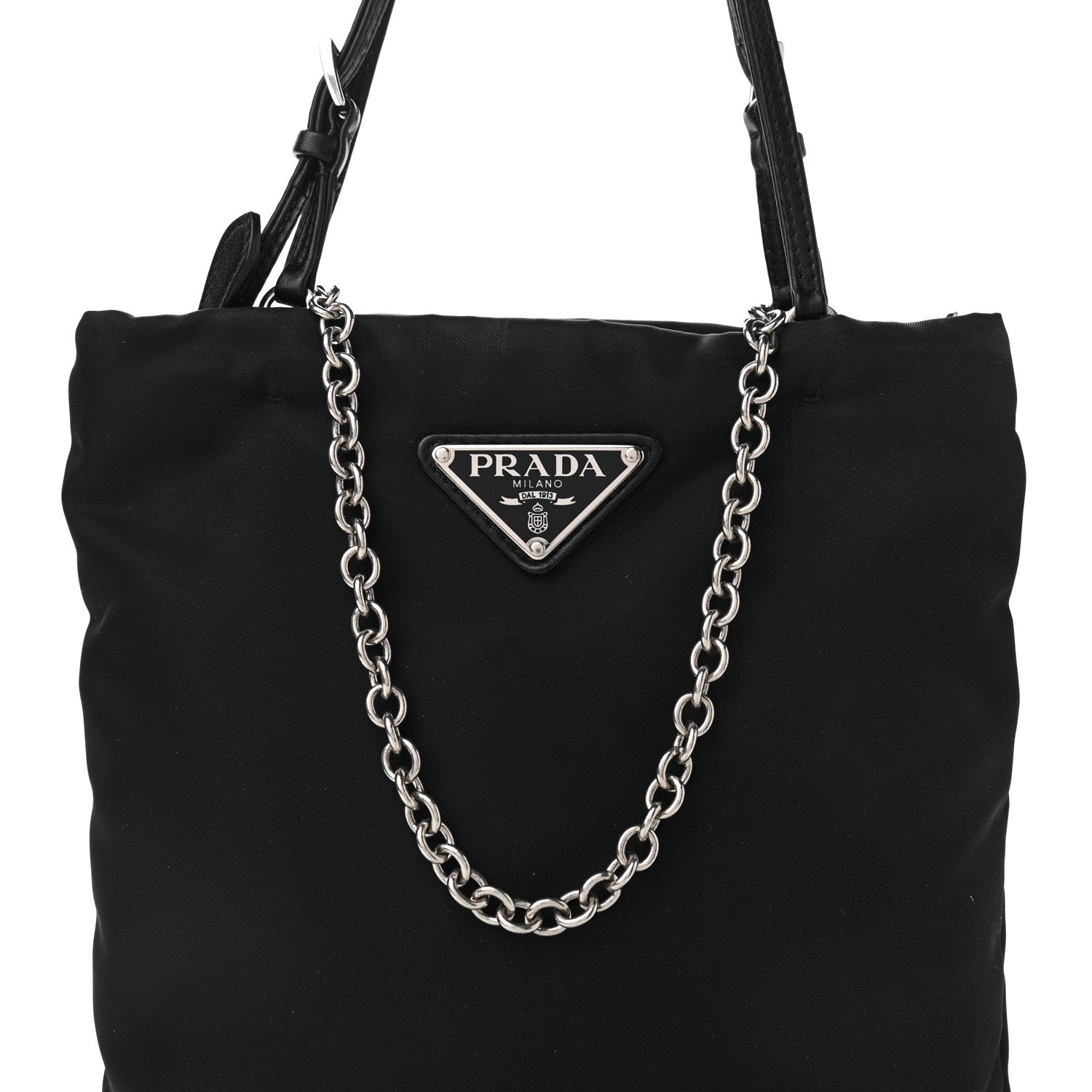 Prada Tessuto Nylon Chain Shopping Tote Black 8 of 10