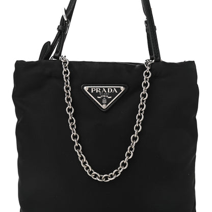 Prada Tessuto Nylon Chain Shopping Tote Black 8 of 10