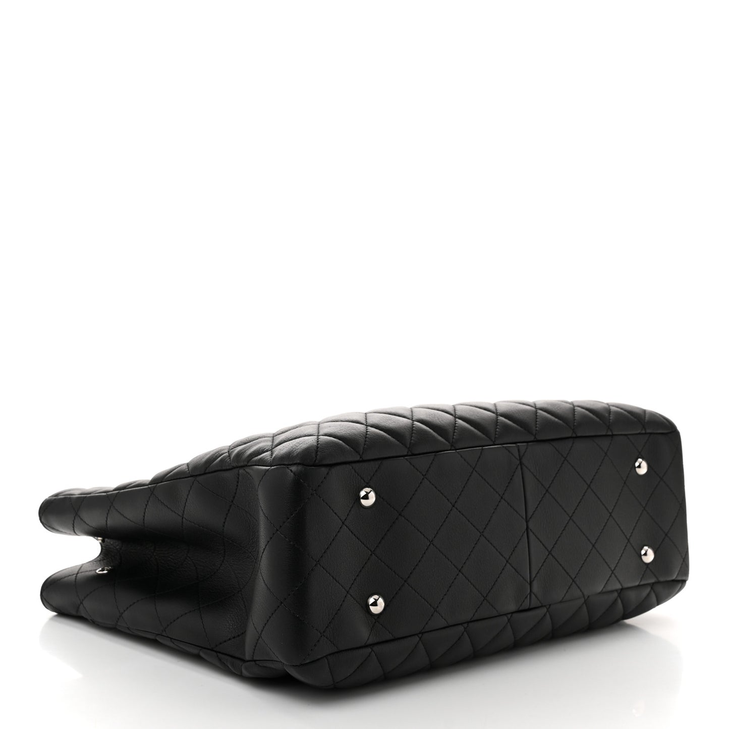Calfskin Quilted Large Classic Shopping Tote Black