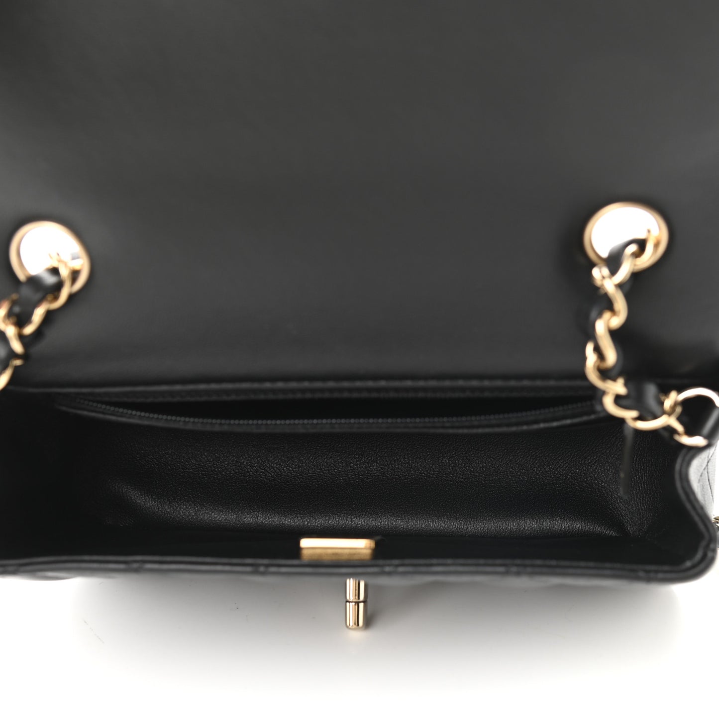 Lambskin Quilted Mini Rectangular Flap Black