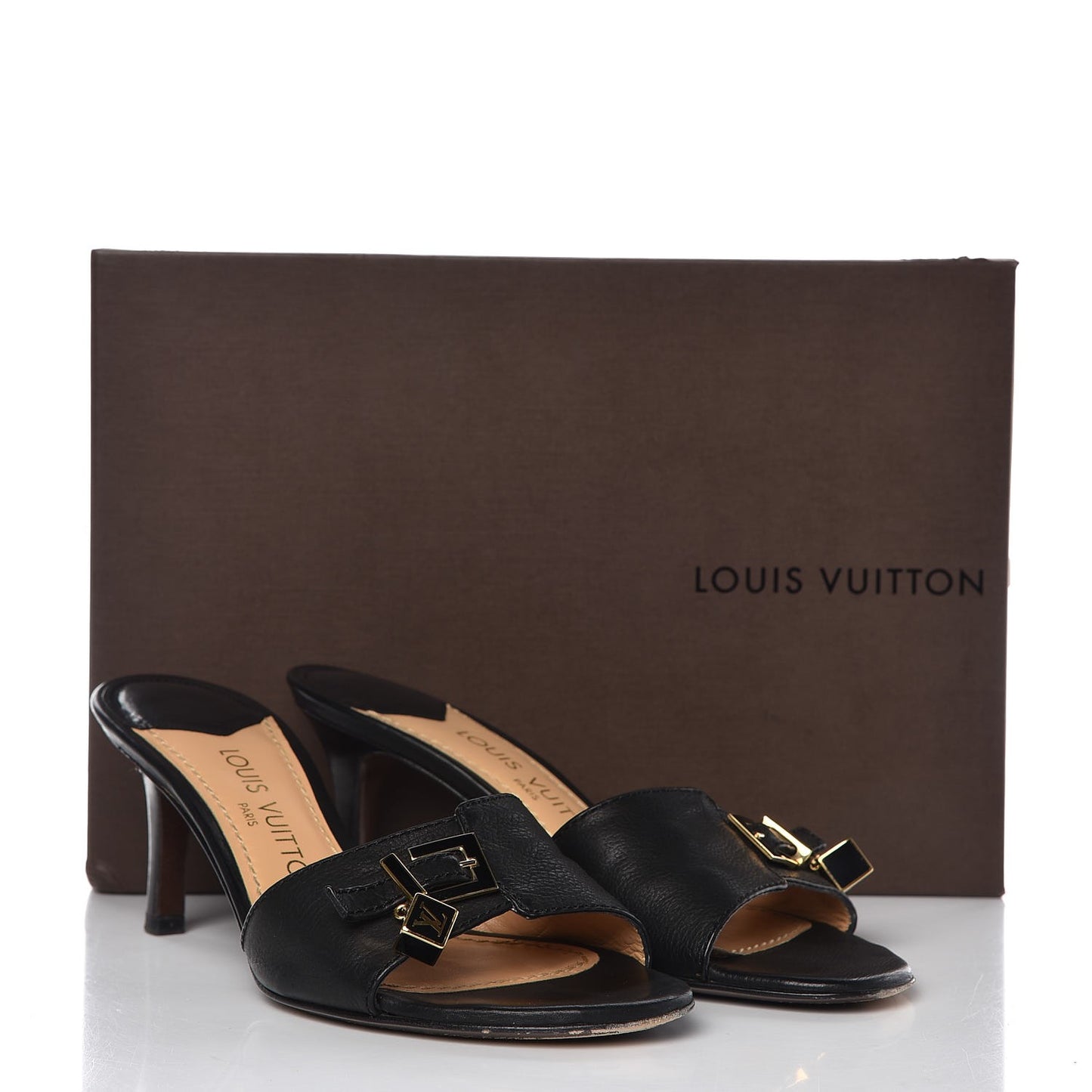 Calfskin Open Toe Mules 37 Black