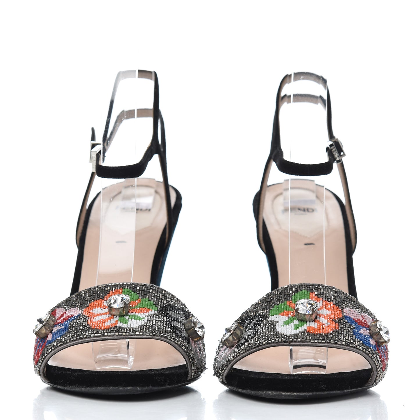 Velvet Sequin Floral Fantasia 39 Sandals Grey Multicolor