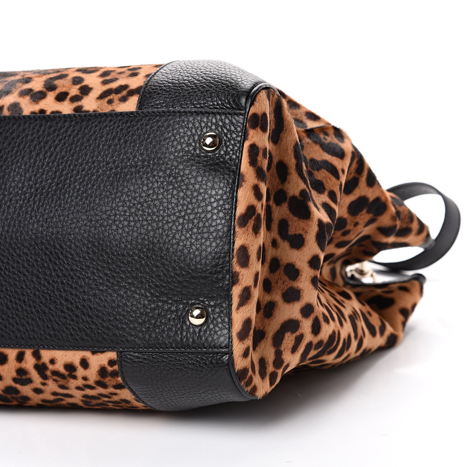 Gucci Calf Hair Leopard Print Large Bamboo Shopper Tote Black 9 of 11