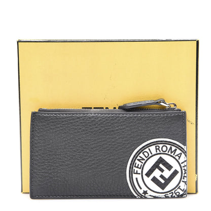 Fendi Cuoio Romano Stamp Patch Zip Card Holder Asfalto 8 of 8
