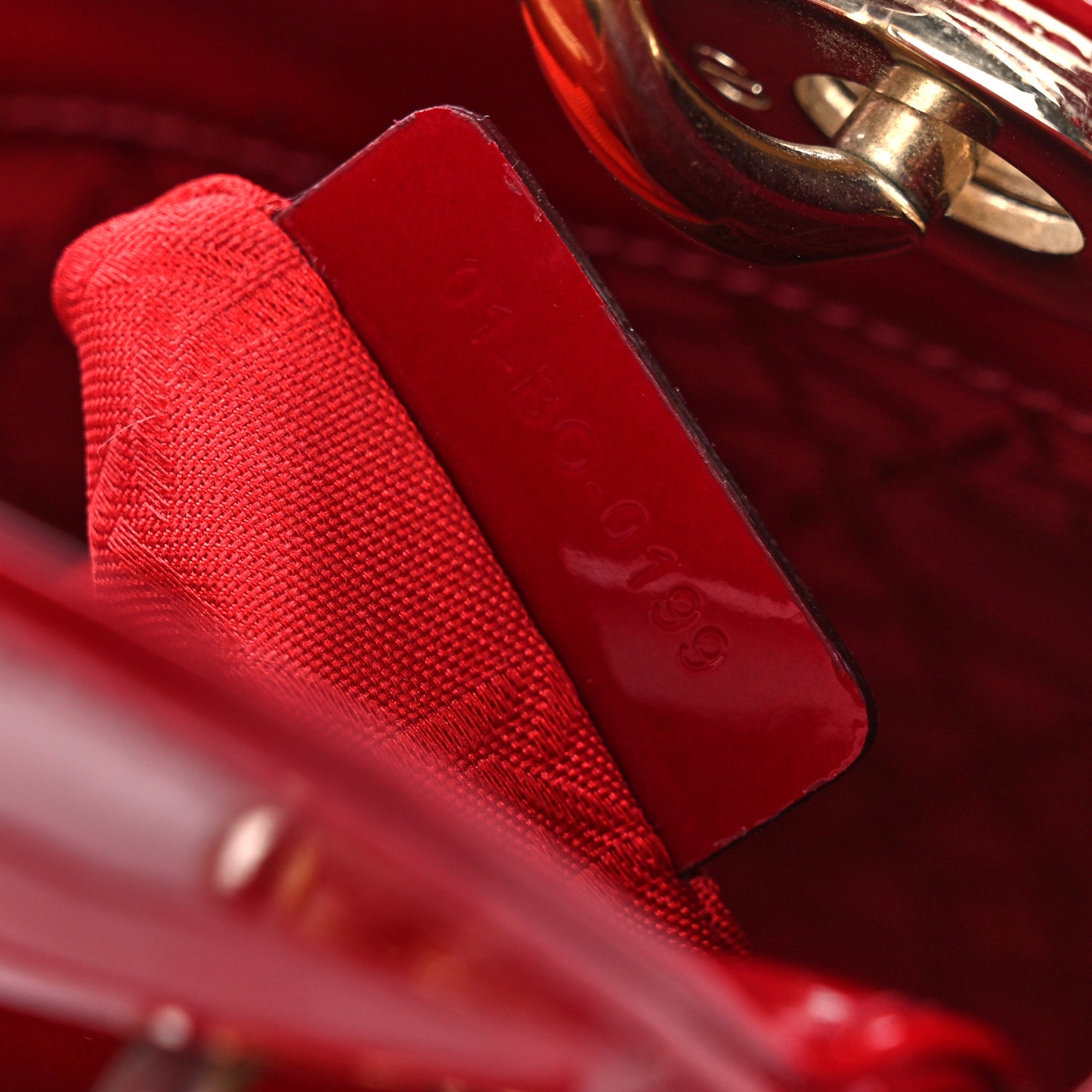 Patent Cannage Mini Lady Dior Red