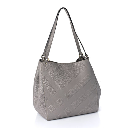Burberry Signature Grain Calfskin Check Embossed Small Canterbury Tote Stone White 4 of 16