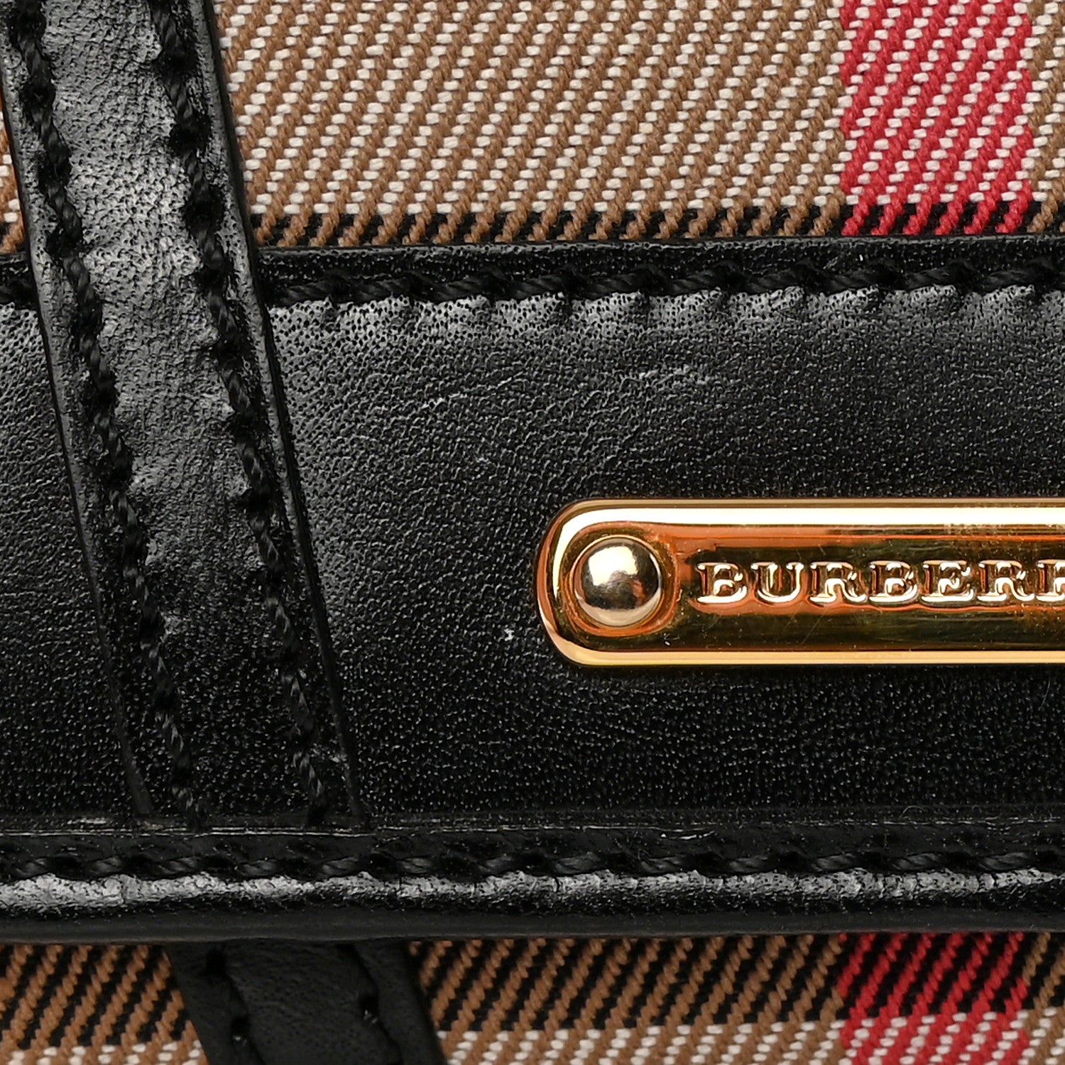 Burberry Bridle Calfskin House Check Medium Leighton Wallet Black 8 of 18