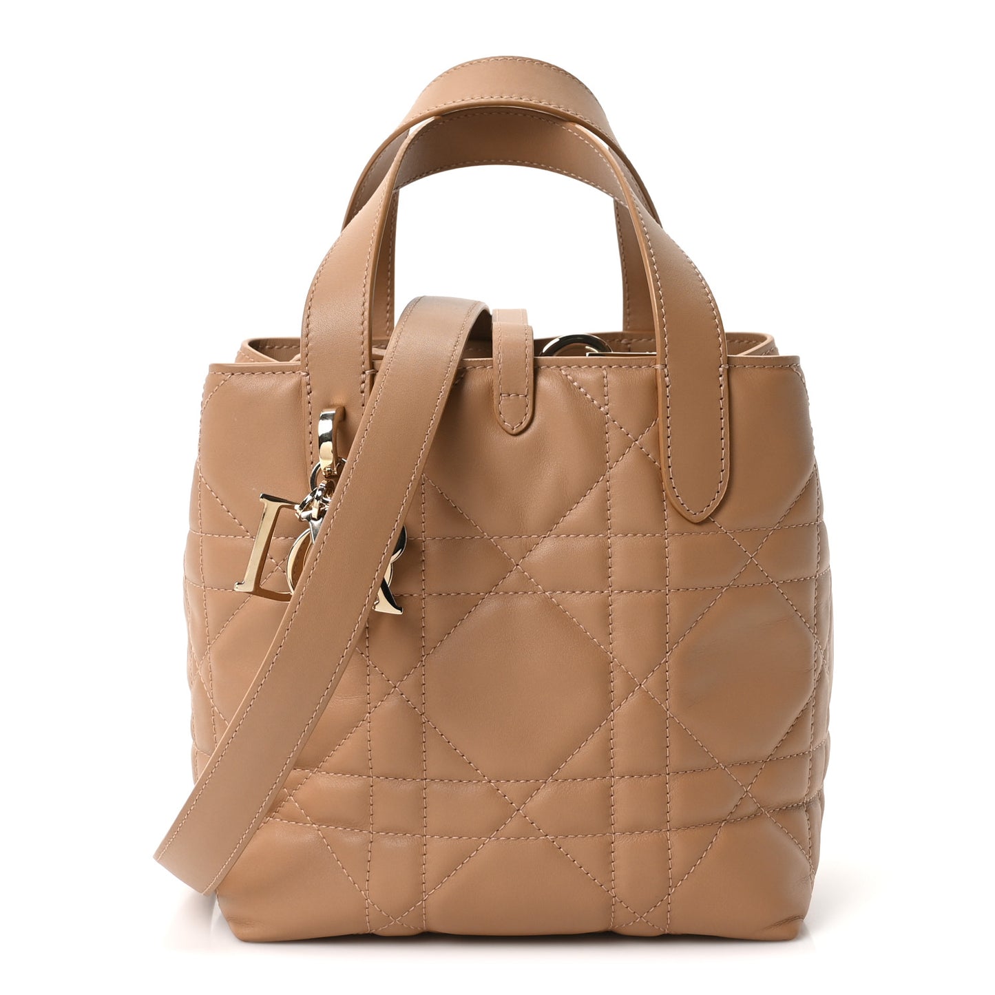 Calfskin Macrocannage Small Toujours Vertical Tote Tan