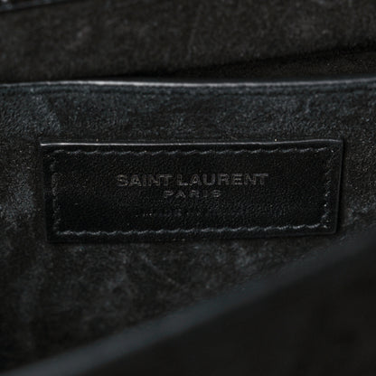 Saint Laurent Calfskin Crocodile Embossed Large Monogram Sunset Black 6 of 10
