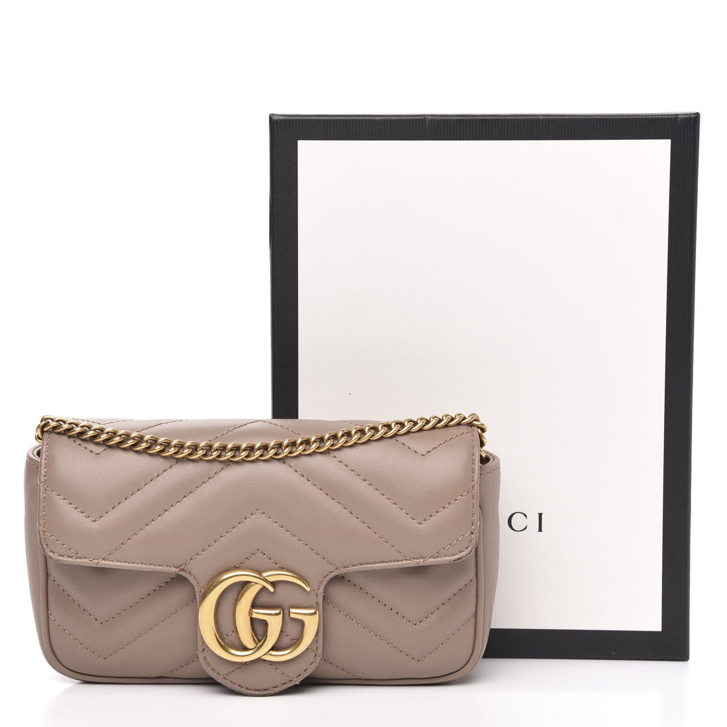 Calfskin Matelasse Super Mini GG Marmont Shoulder Bag Porcelain Rose