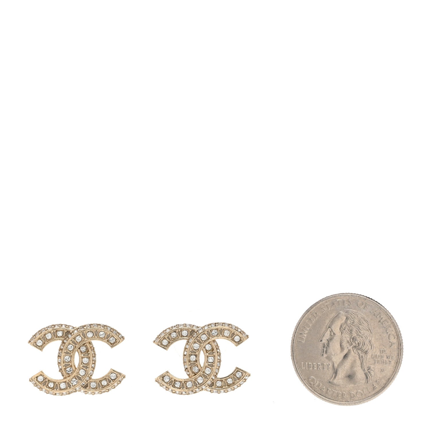 Chanel Crystal Timeless CC Earrings Light Gold 2 of 5