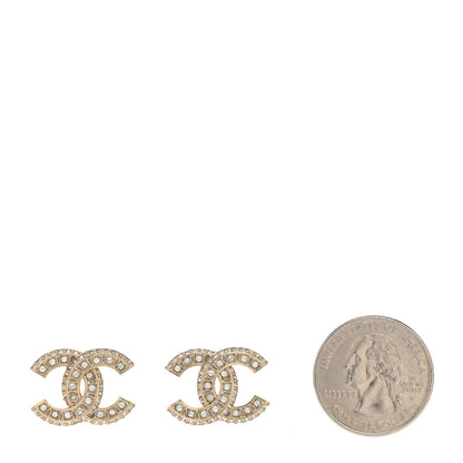 Chanel Crystal Timeless CC Earrings Light Gold 2 of 5