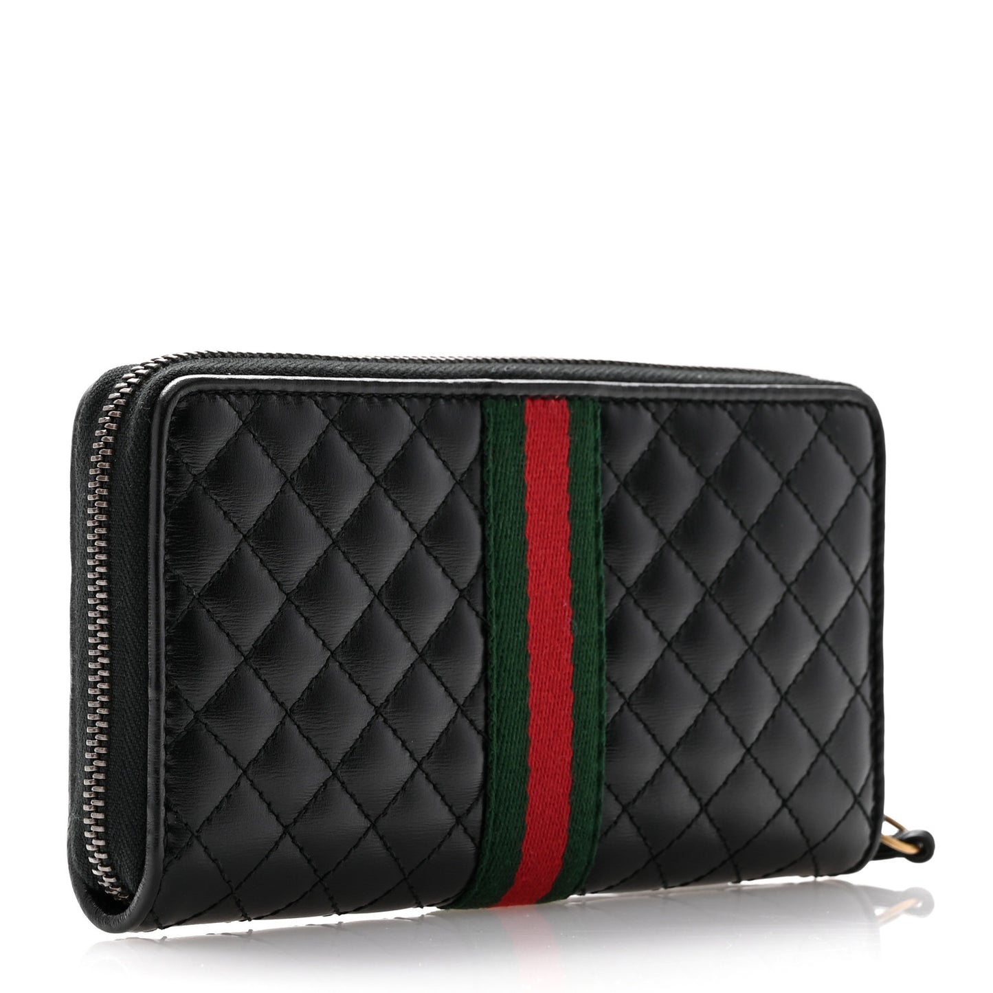 Calfskin Web Trapuntata GG Zip Around Wallet Black