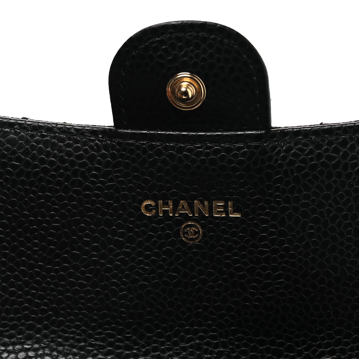 Caviar Quilted Large Gusset Flap Wallet Black