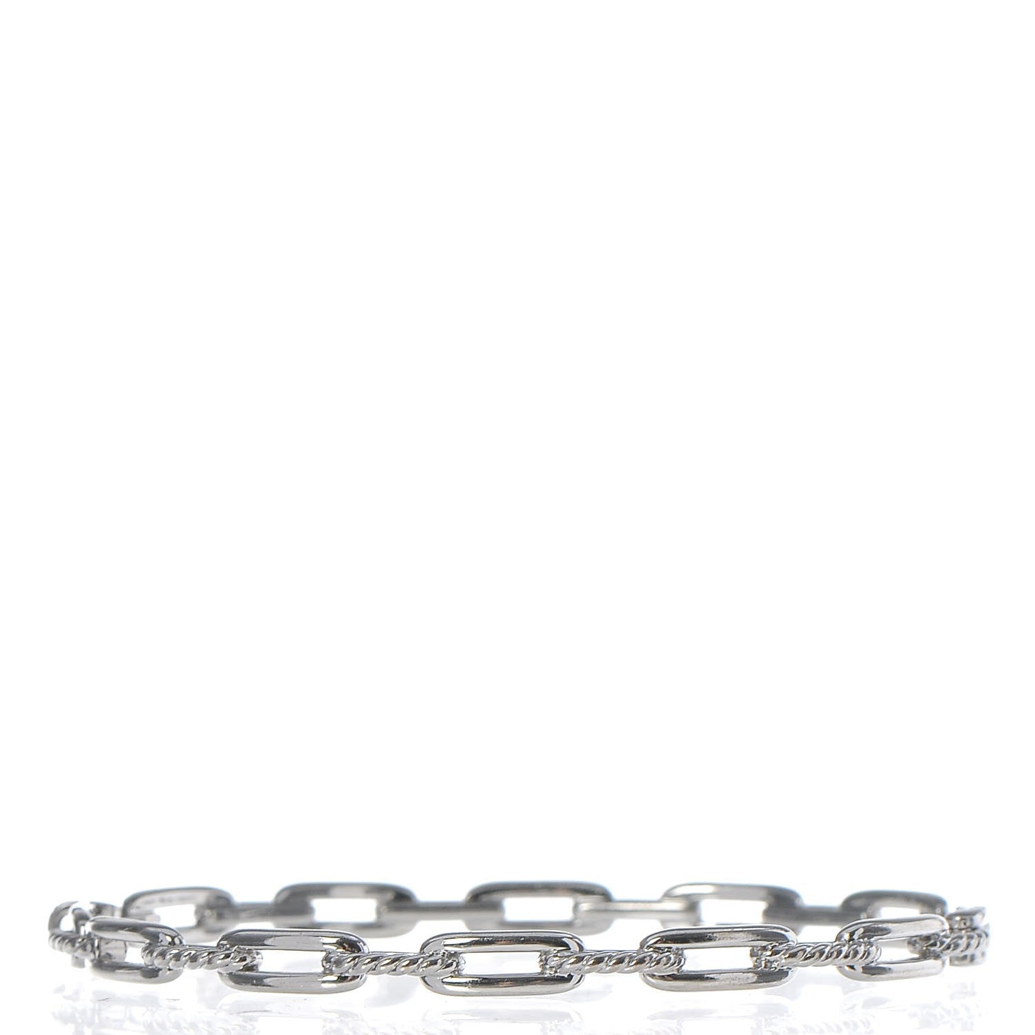 David Yurman 18K White Gold Diamond 4mm Stax Chain Link Bracelet 3 of 5