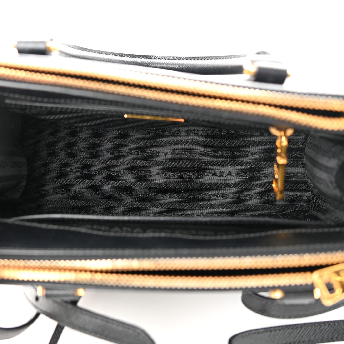 Saffiano Lux Mini Galleria Double Zip Tote Black