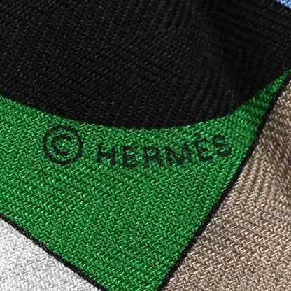 Hermes Cashmere Silk Cheval De Fete Shawl 140 Gris Chine Vert Jaune 4 of 6
