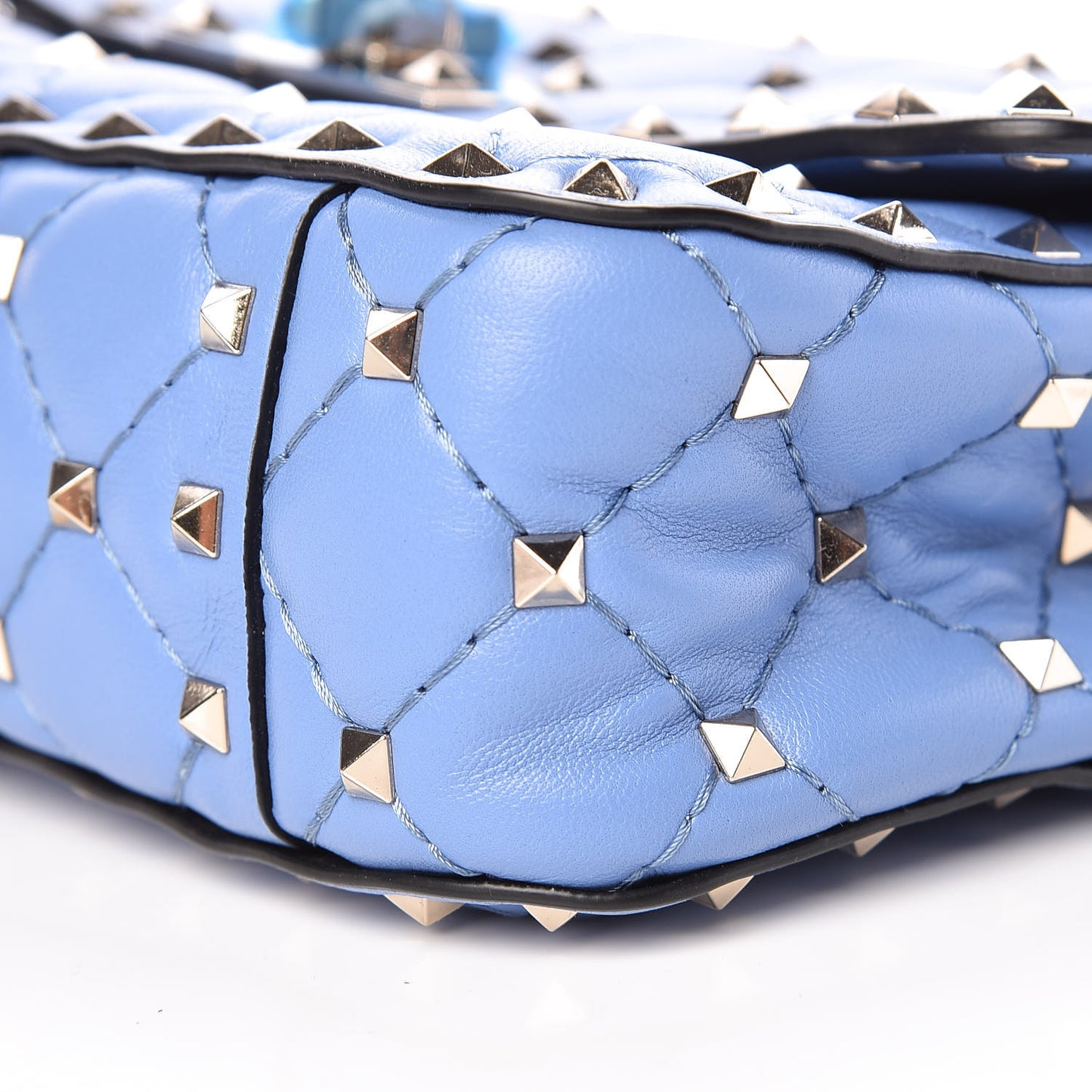 Lambskin Small Rockstud Spike Shoulder Bag Blue