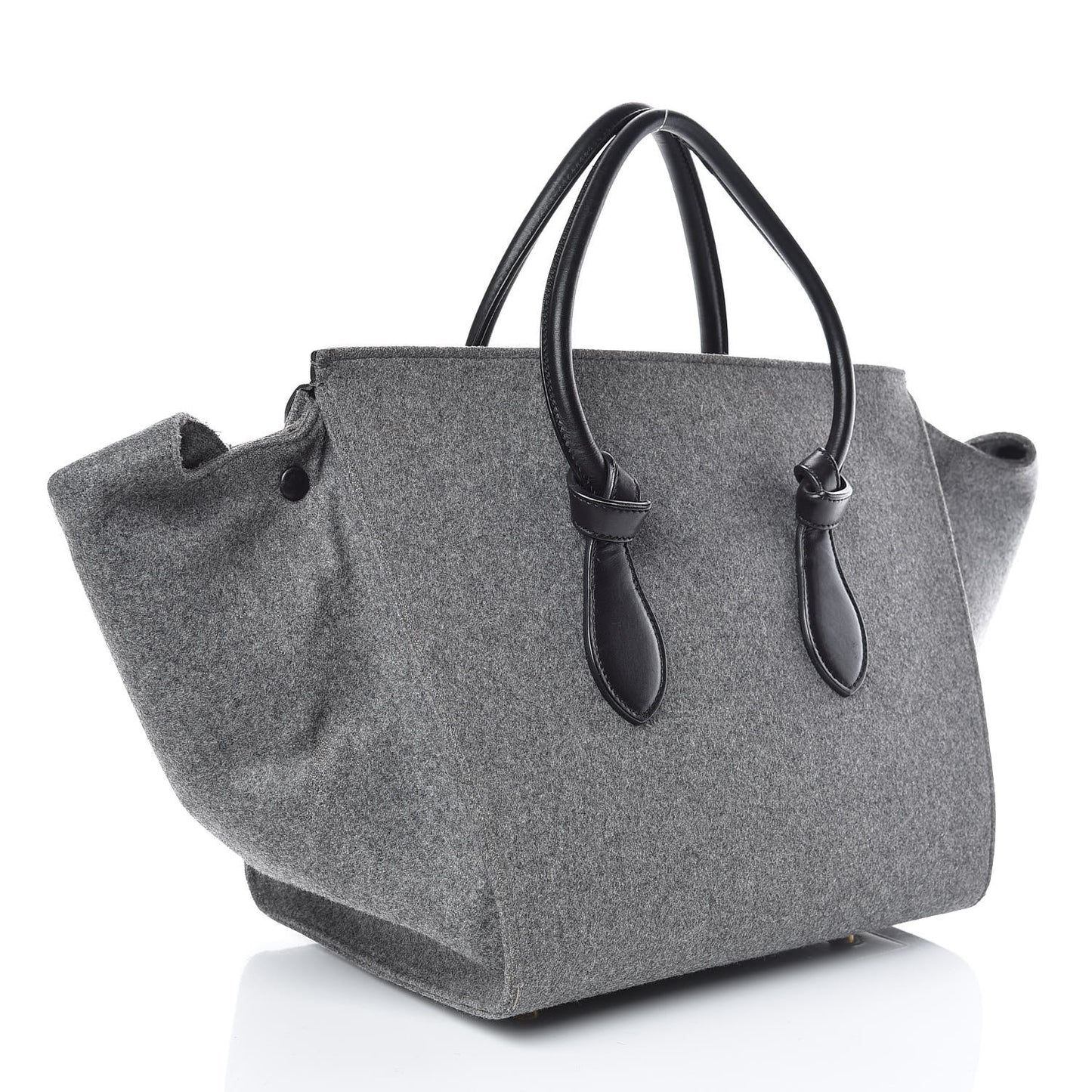 Felt Calfskin Medium Tie Knot Tote Grey Black