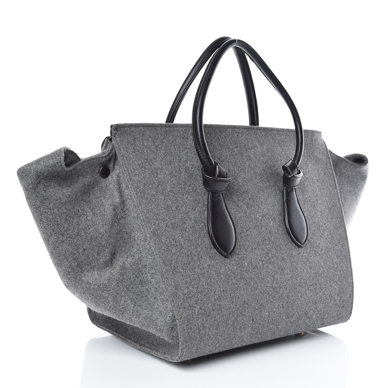 Celine Felt Calfskin Medium Tie Knot Tote Grey Black 4 of 18