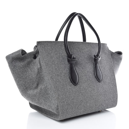 Celine Felt Calfskin Medium Tie Knot Tote Grey Black 4 of 18