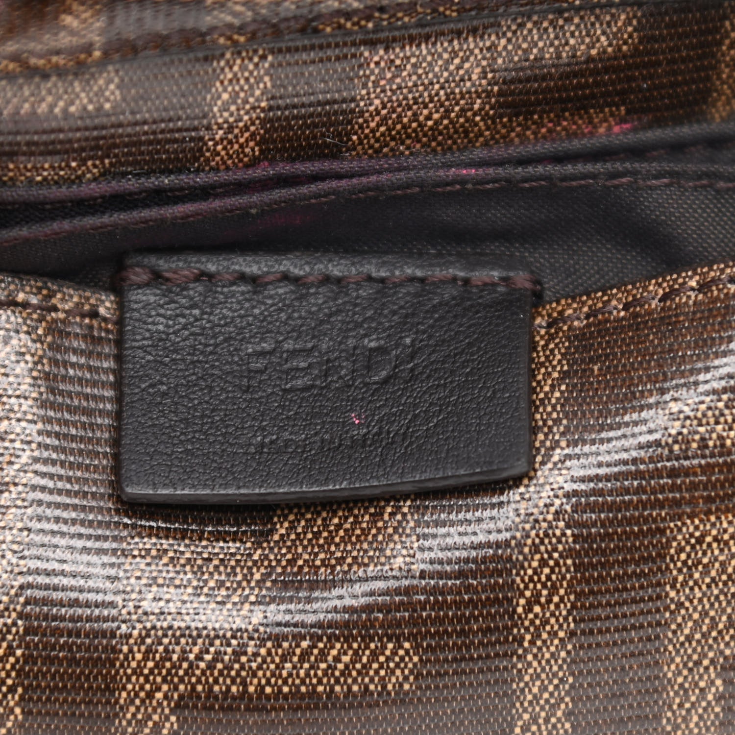 Fendi Glazed Fabric FF 1974 Nano Baguette Belt Charm Mogano Panna 6 of 10