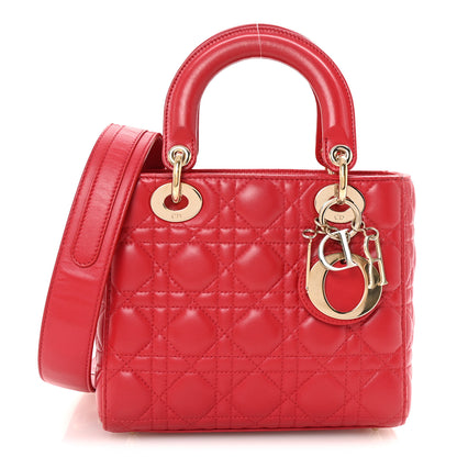 Christian Dior Lambskin Cannage Small Lucky Badges My Lady Dior Red 1 of 9