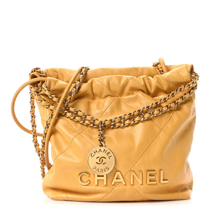 Chanel Shiny Calfskin Quilted Mini Chanel 22 Yellow 1 of 11